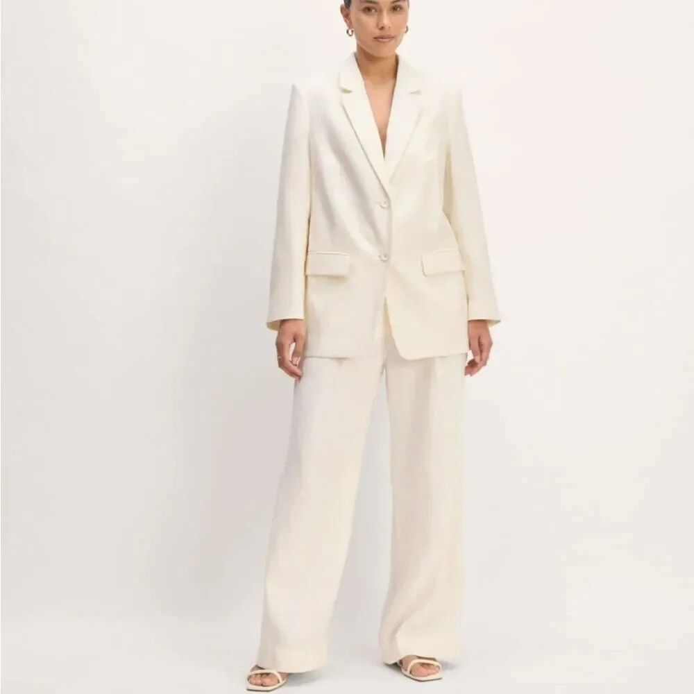 NEW Everlane The Oversized Blazer in Linen Bone White Size 12 - Picture 14 of 14